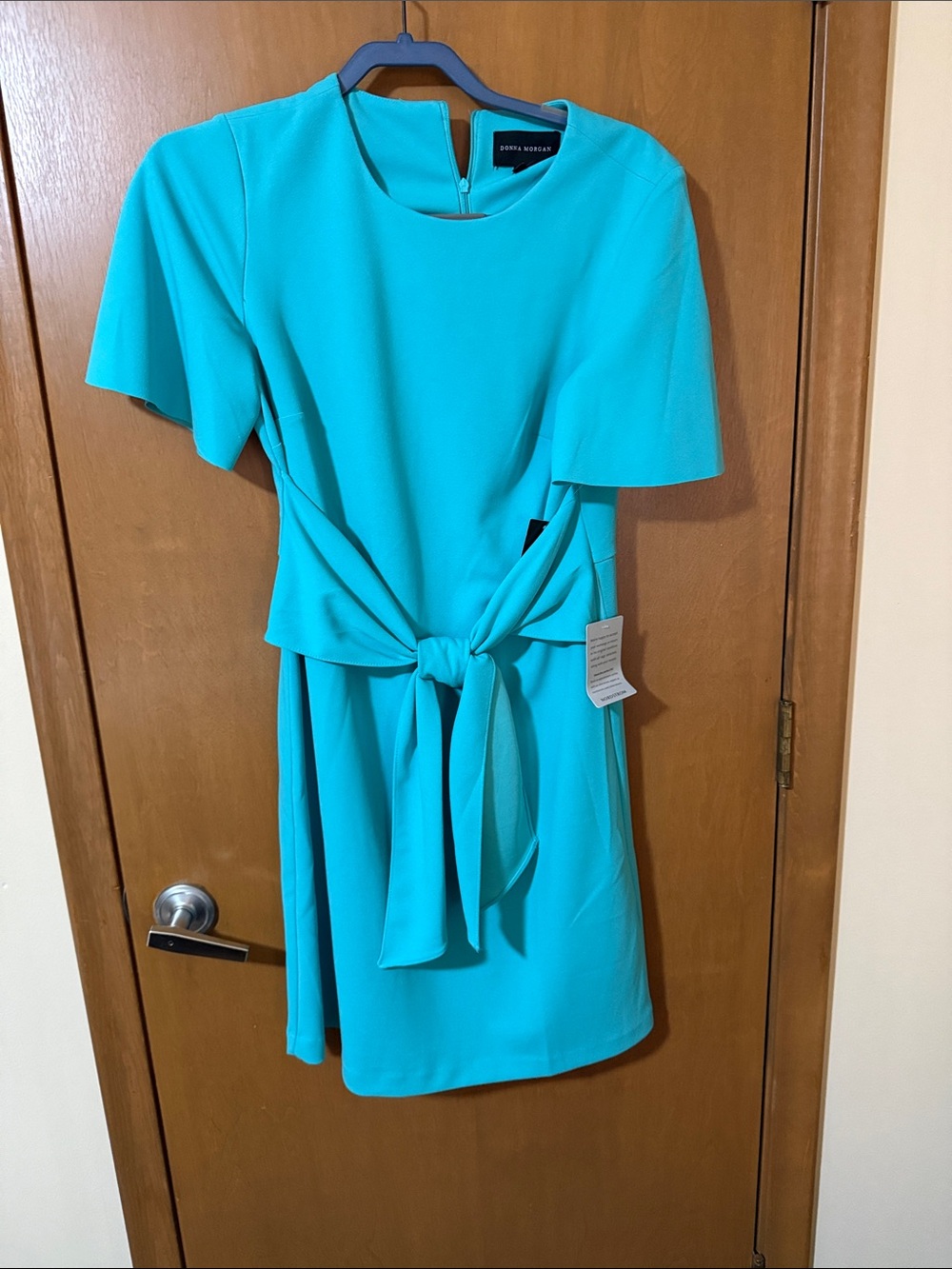 Donna Morgan Turquoise Knot-Waist Sheath Dress